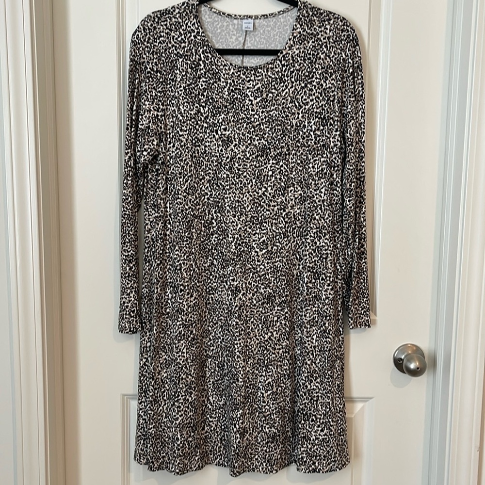 Animal Print Long Sleeve Swing Dress